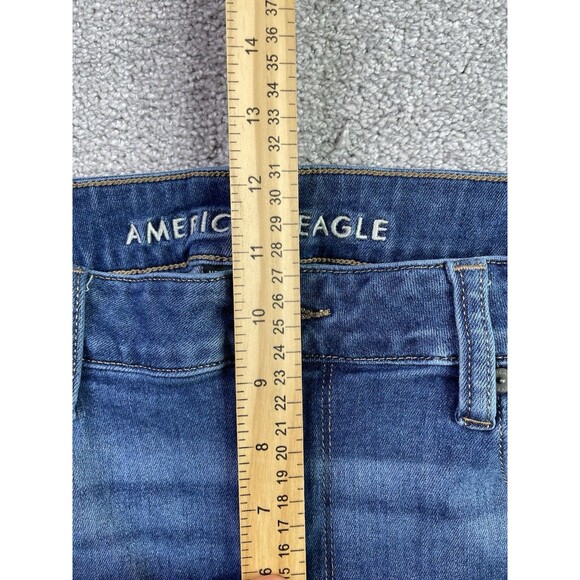 American Eagle Jeans Women’s 14 X-Short Blue Skinny Kick High Rise Distressed - Picture 9 of 12